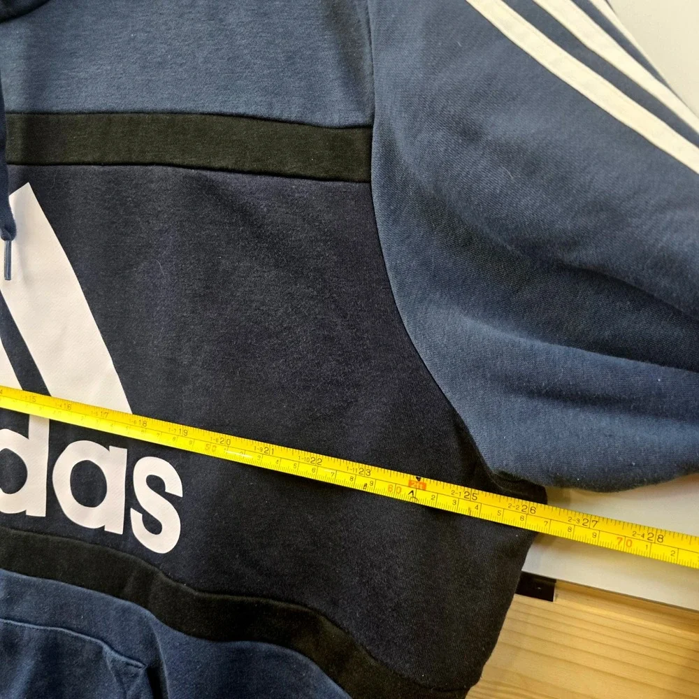 Adidas Mens Colorblock Hoodie Navy 2XL Pullover Sweatshirt‎ Three Stripe